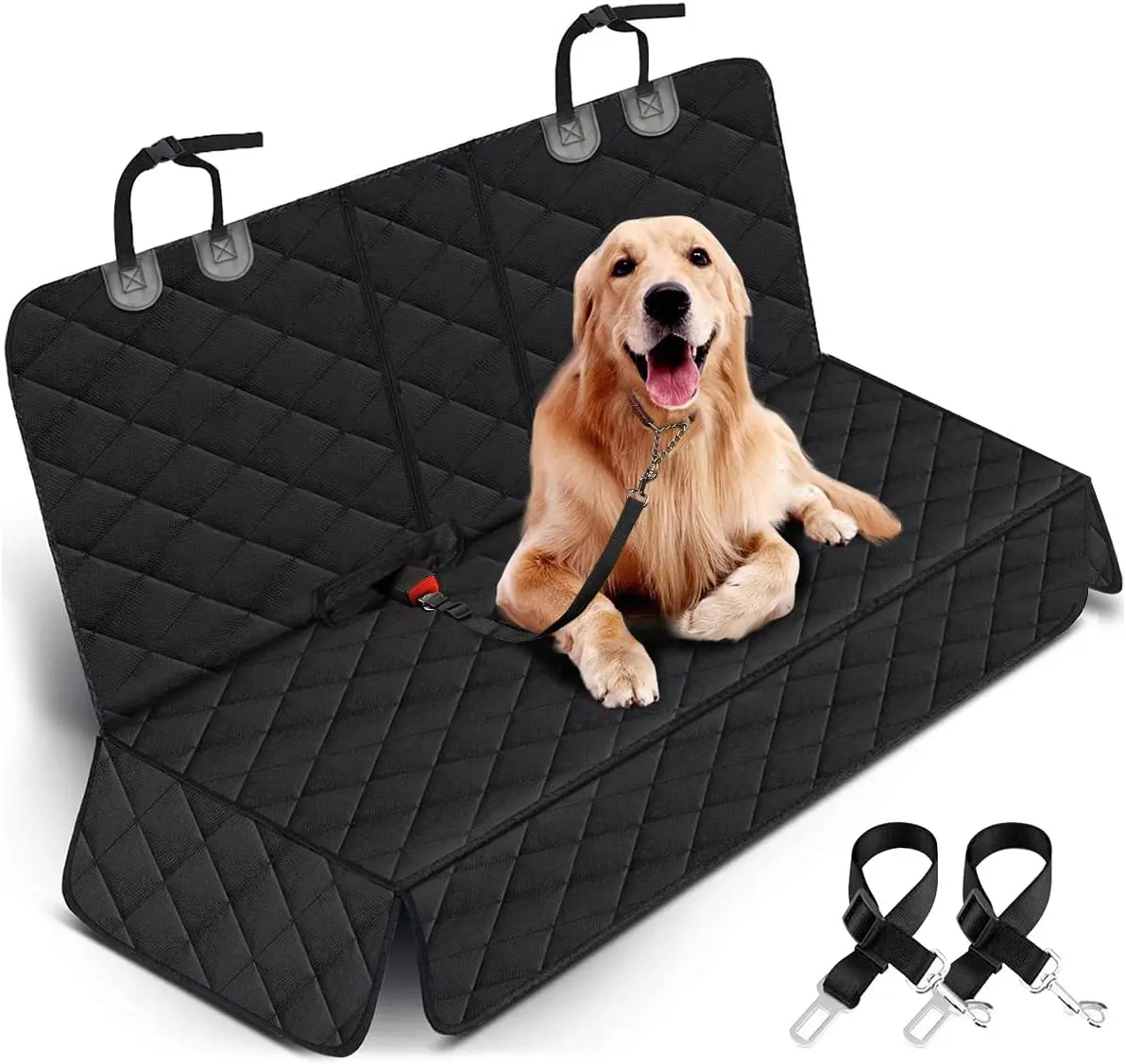 Dog Car Seat Cover, Back Seat Cover for Dogs Pet Car Seat Protector Waterproof Bench Car Seat Cover, Non-Slip Reat Seat Cover Fits Middle Armrest for Most Cars Trucks Suvs - Black Yuntec
