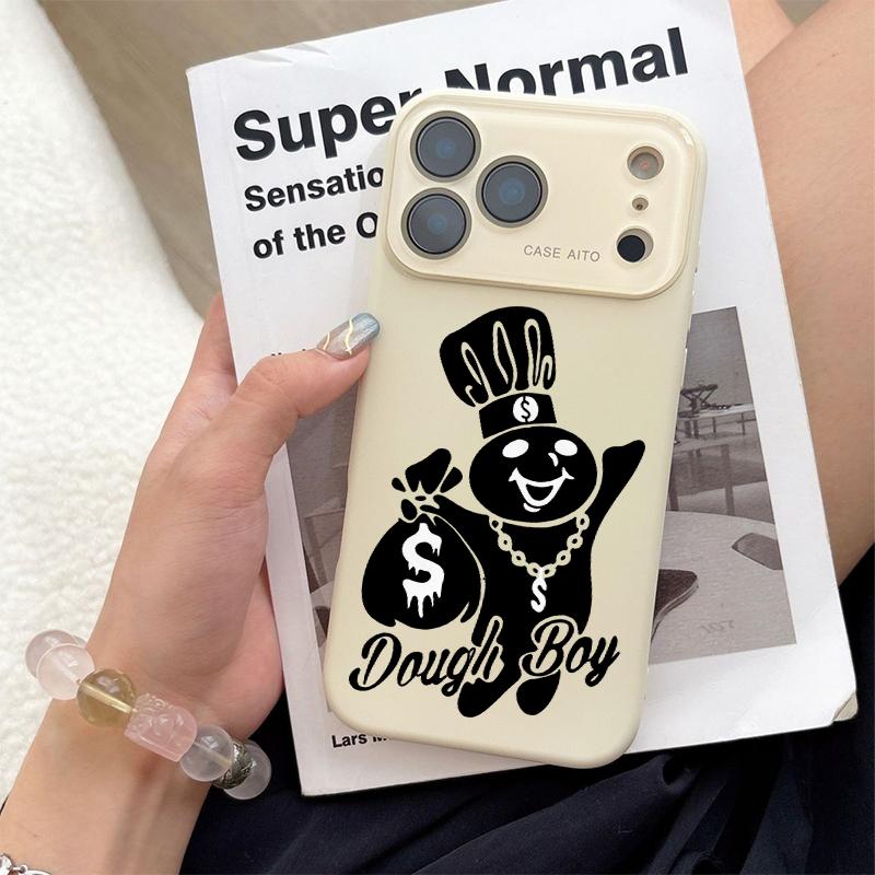 Dough Boy Money Bear Phone Case, Vibrant Dopamine Checkerboard Cover for iPhone 17 16 15 14 13 12 Pro Max Plus, Ultra Skin-Friendly TPU, All-Inclusive Glass Lens Protection, Aesthetic Streetwear Art, Hypebeast Gift, Shockproof Trendy Case