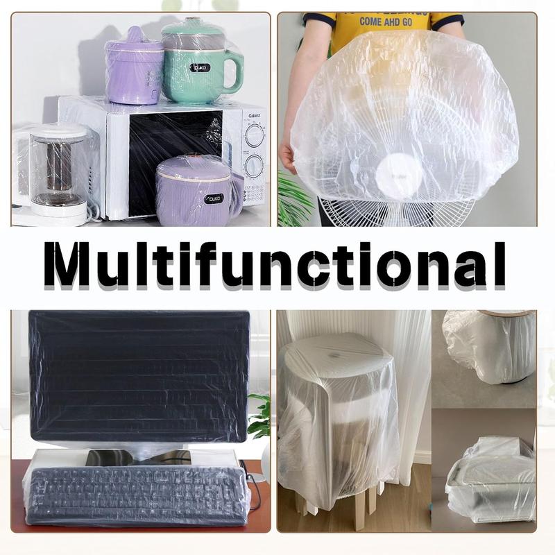 50 Counts Clear Disposable Dust Cover, Dustproof with Elastic for Air Fryer, Blender, Oven, Pressure Cooker, Coffee Maker,  Toaster, Slow Cooker Accessories cloth durable, Thickened Appliance Dust Covers for Kitchen Household Furniture, Practical