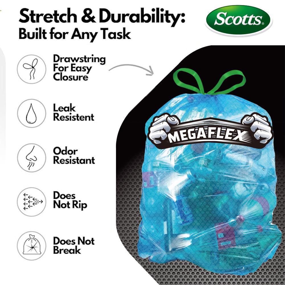 Scotts 30 Gallon Boxed Disposable Non-Rip Blue Large Drawstring Garbage Bags for Large Kitchen Trash Cans, Super 113.5 Liter Industrial, Garden, Home, Commercial Multi-Purpose Cleaning Supplies - Durable, Leak-Proof, Easy to Use Trash Bags