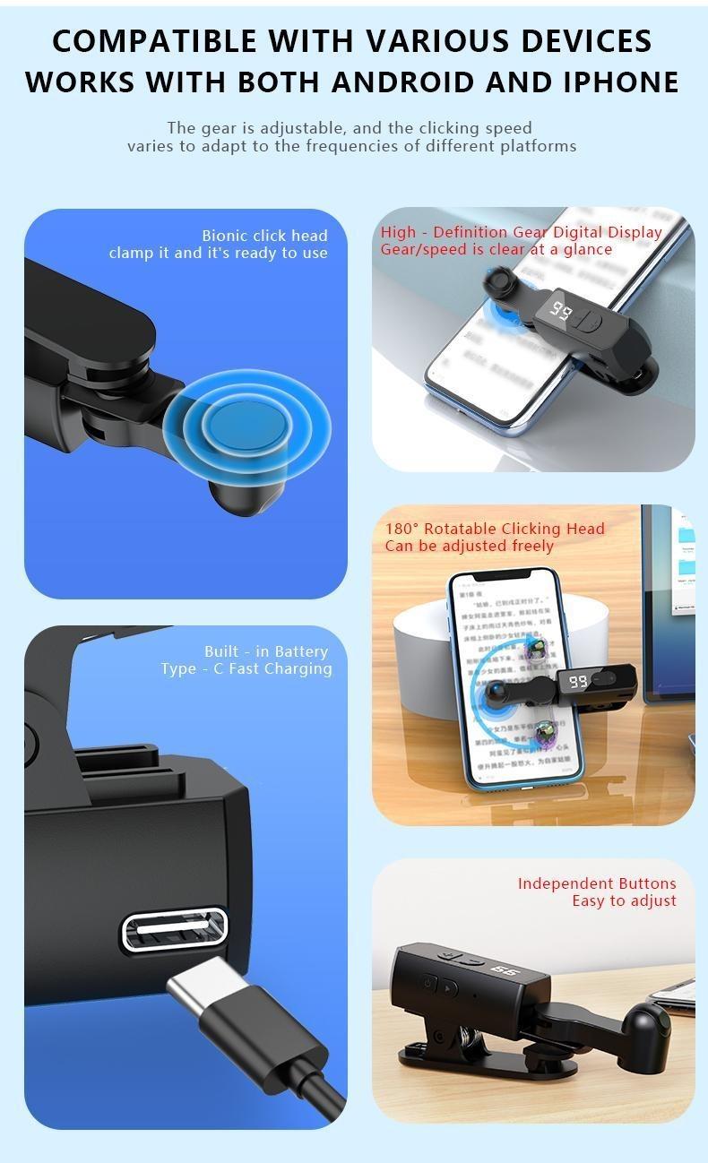 2025 Upgraded Smart Automatic Screen Clicker Device, Rechargeable Simulate Finger Continuous Clicker, Adjustable Speed Physical Clicker for Games, Live Likes, Reward Tasks