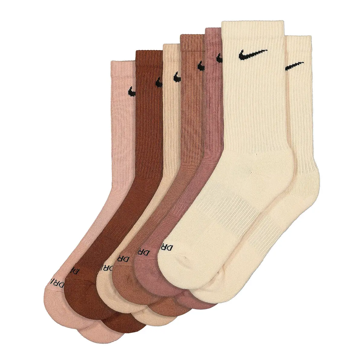 NIKE Everyday Plus Crew Socks, 6-Pack, Multi-Neutral Color, Large Size (Sports & Outdoor Accessories)