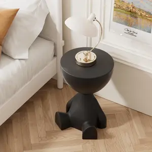 Round Circle Side Table, Small Coffee Table for Living Room, Modern End Table Waterproof & Durable, Versatile Accent Table for Bedroom Bedside, Black