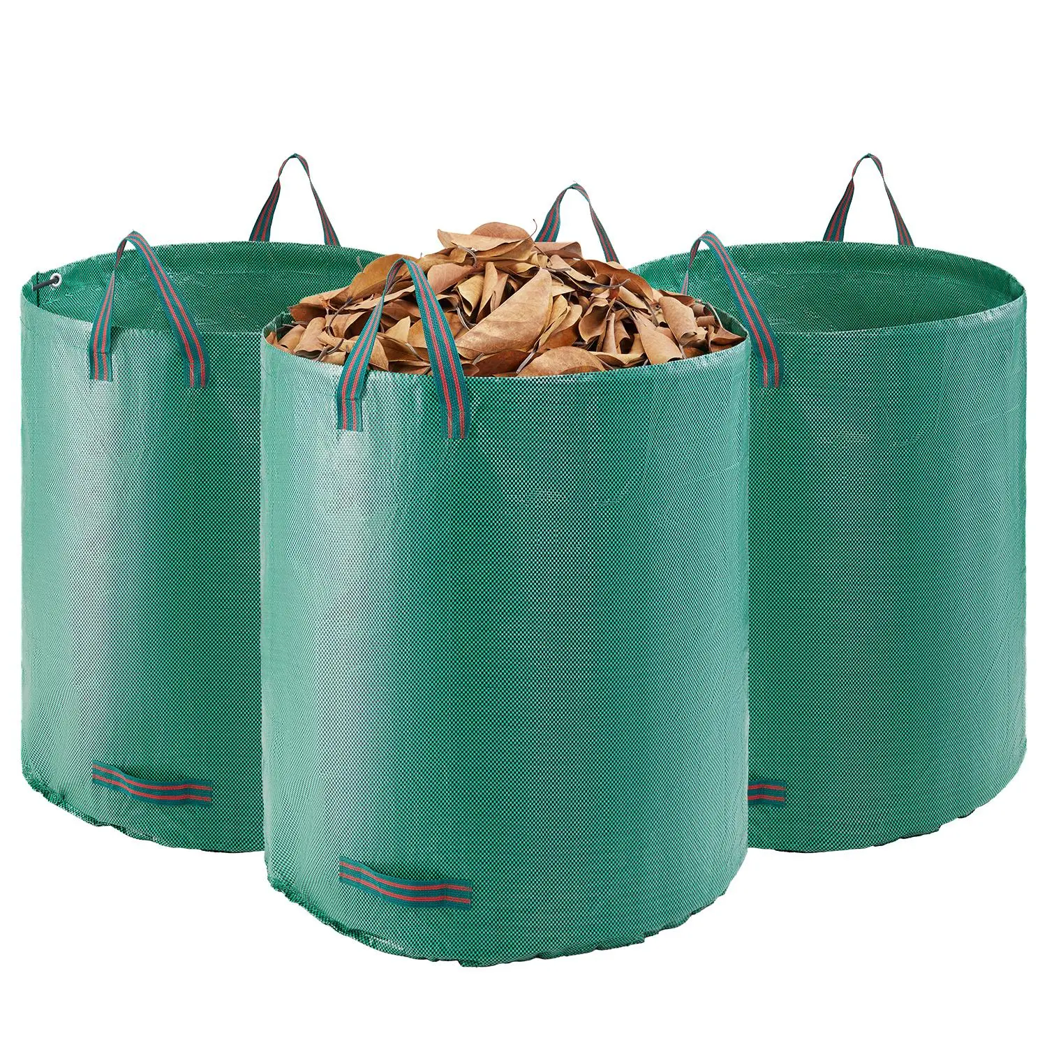 【FathersDayGift】VEVOR 3-Pack 72 Gallon Reusable Yard Waste Bag,  , Large Lawn Garden Bags, Heavy Duty Collapsible Garden Leaf Trash Container, Stand-Up Grass Clipping Bin, with Reinforcement Ring and Handles, 26.4x30 in