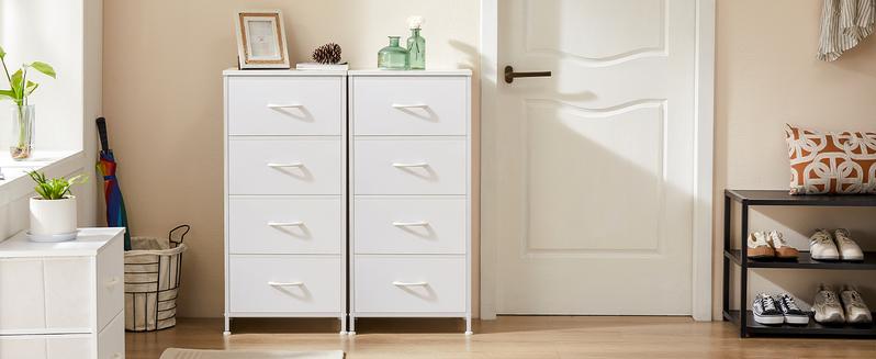 Cupboards Cabinets Dresser for Bedroom, Storage Drawers, Fabric Storage Tower with 4 Drawers, Organizer Unit, with Wooden Top for Closet, Living Room