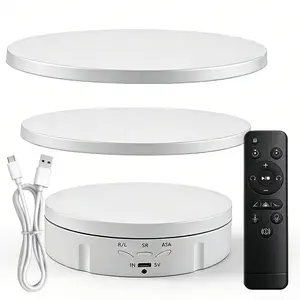 3 in 1 Electric 360 Degree Shooting Turntable with 3 Display Plates, Adjustable Speed and Angle Display Stand for Photography and Live Product Shows