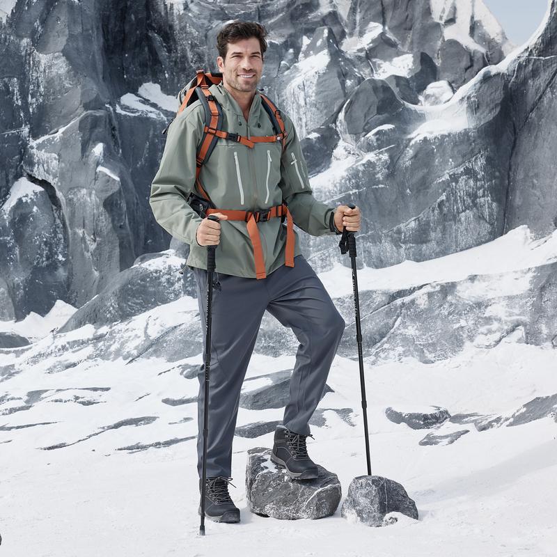 Fittington Mens Wide Snow Boots Wolfwalk V3 Slip-Resistant Winter Boots with Durable TPR Sole & Cozy Fleece Warmth for Outdoor Hiking