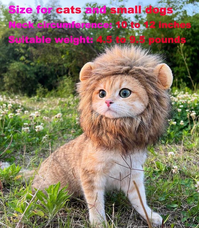 【Pet Supplies】Generic Lion Mane Wig for Cats Pet Costume Adjustable Headwear Fancy Dress Washable Soft Fur 1 Piece Easy Wear Make Pets Cute Festival Party Gift