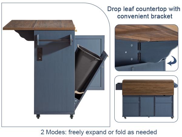 PieDle 57" Multifunctional Rolling Kitchen Island with Trash Can Storage, Power Outlet & Drop Leaf, Open Shelves, Large Islands Cart on Wheels with 3 Drawers, 5-Wheel Mobile Island Table for Kitchen PieDle 57" Multifunctional Rolling Kitchen Island with Trash Can Storage, Power Outlet & Drop Leaf, Open Shelves, Large Islands Cart on Wheels with 3 Drawers, 5-Wheel Mobile Island Table for Kitchen