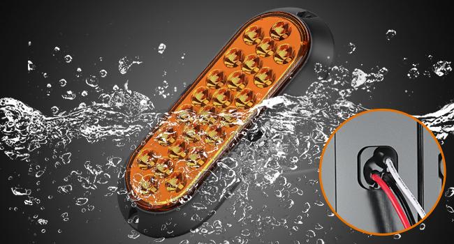 Nilight 6Inch Oval Tail Light 2PCS Amber 24LED Turn Signal Light Surface Mount Marker Light Sealed IP67 Waterproof Taillight for 12V Caravan Truck RV Camper Trailer Bus