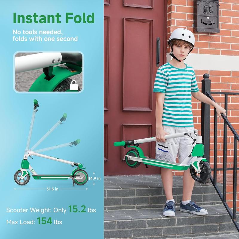 【Christmas Sale】 Electric Scooter for Kids- Aluminum Alloy Frame, 12 Mph & 9 Miles Range , 150W/200W Motor, Lightweight 20 lb, LED Lights & Electronic Brakes, Kids Foldable Electric Scooter for Kids