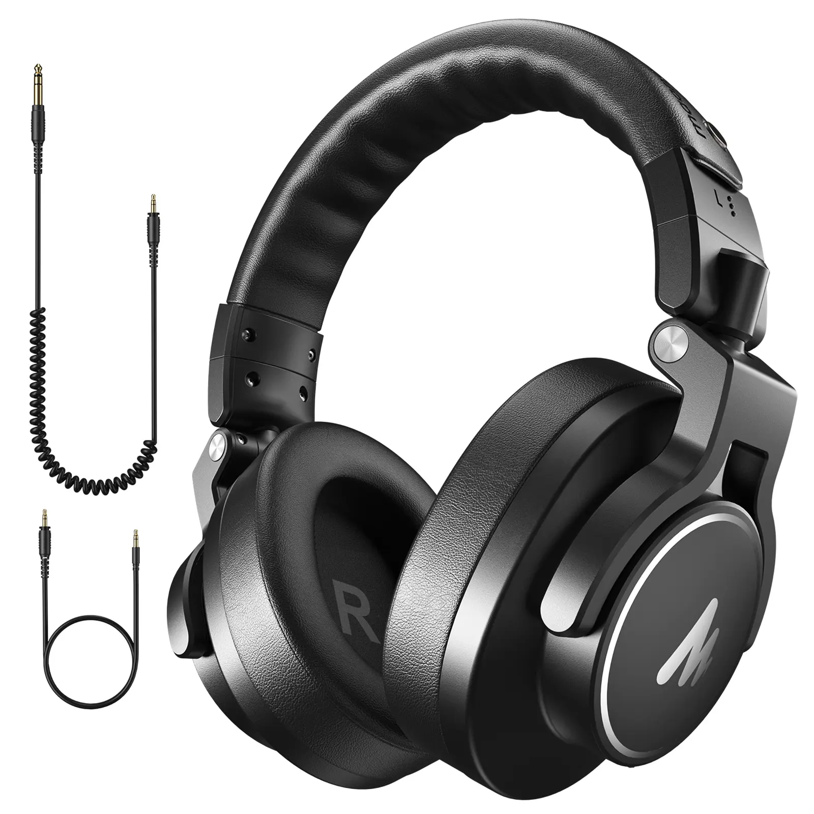 MAONO MH700 Closed-Back Over Ear Headphones, Ear Muff Wired Studio Headphones with 3.5mm & 6.35mm Coiled Cable, Dual Adapters for Multi-Device Recording & Audio Monitoring
