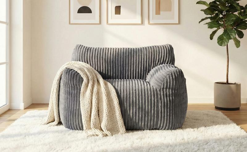 LIKIMIO Giant Bean Bag Chair with Side Pocket, Oversized Plush Fluffy Cloud Couch for Adults & Kids, Faux Fur Floor Sofa for Living Room, Bedroom, Gaming and Reading