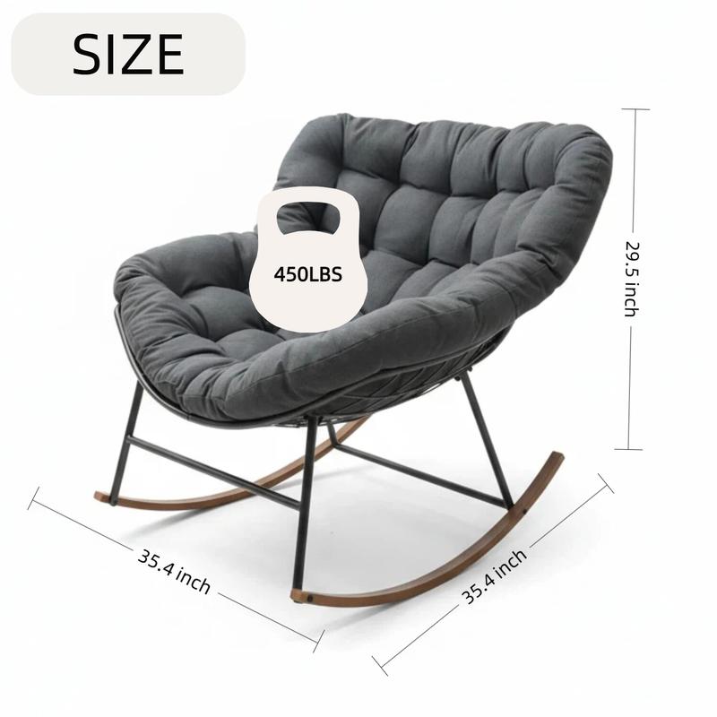 Indoor & Outdoor Royal Rocking Chair – Soft Padded Cushion & Sturdy Steel Frame for Ultimate Comfort & Relaxation