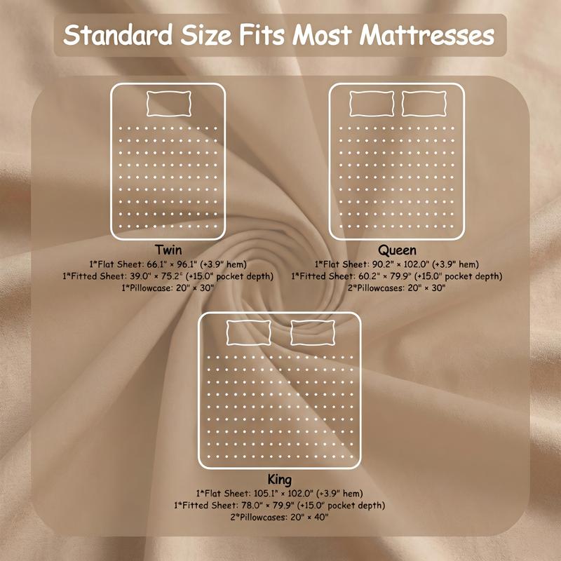 NTBAY 3/4 Pcs Soft Sheet Set - 55% Polyester & 45% Bamboo-Derived Rayon Blend - Deep Pocket (15") & Easy Care Bedding NTBAY 3/4 Pcs Soft Sheet Set - 55% Polyester & 45% Bamboo-Derived Rayon Blend - Deep Pocket (15") & Easy Care Bedding