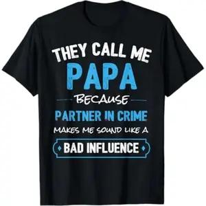 100% Cotton Funny Grandpa Papa Partner In Crime Dad T-Shirt Menswear Top Golf Gift T-Shirt For Men And Women Oversized Casual Graphic Basic