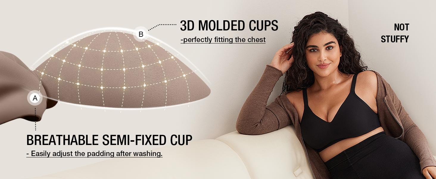 OEAK Women Seamless Jelly Bras No Underwire Push Up Bras Soft Wireless Comfort Adjustable Bras Full Coverage Everyday Bra