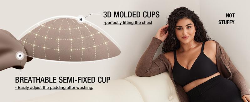 OEAK Women Seamless Jelly Bras No Underwire Push Up Bras Soft Wireless Comfort Adjustable Bras Full Coverage Everyday Bra