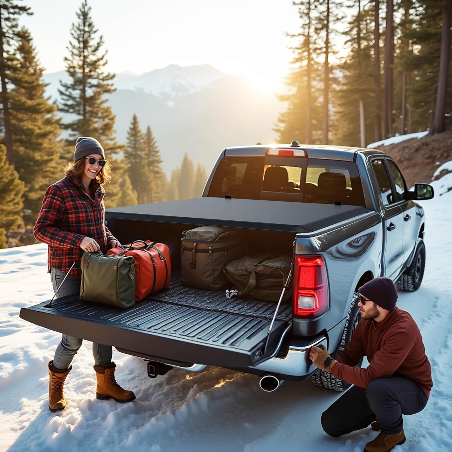 [Fits 2007-2026 Chevrolet Silverado & GMC Sierra 1500 & 2007-2019 GMC Sierra 2500 3500] 6.6 Ft Bed Soft Roll Up Truck Bed Tonneau Cover