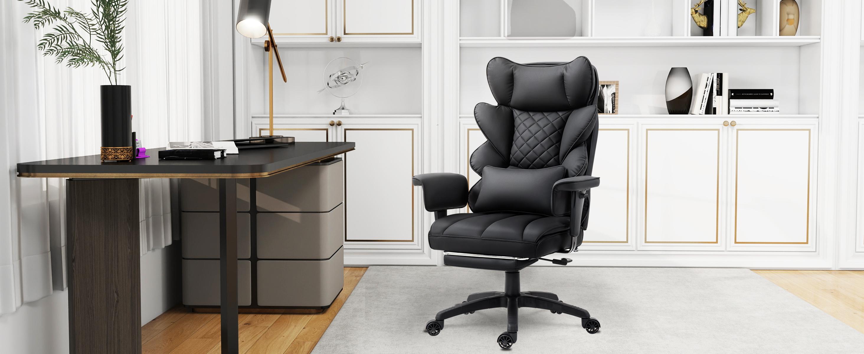 Dowinx Big and Tall Ergonomic Office Chair Executive Desk Chair with Pocket Spring Lumbar Support High-Back Adjustable Gaming Chair 3D Armrests&  Dual-Layered Backrest PU Leather Option