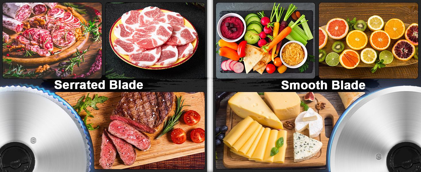 Meat Slicer 200W Electric Deli Food Slicer with 2 Removable 7.5" Stainless Steel Blades, Adjustable Thickness, Child Lock Protection, Easy to Clean