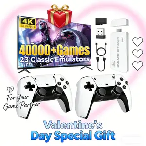 New upgraded retro game stick with over 40,000 games, 26 emulators, 4K HDMI output, plug-and-play wireless controller for TVs, monitors, and video game consoles