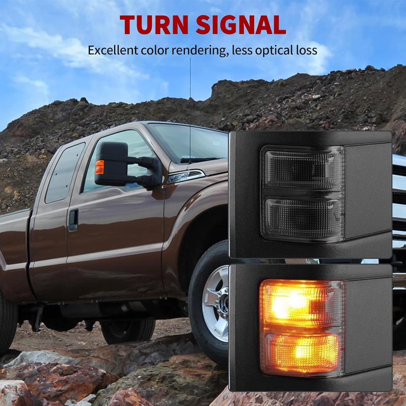 YITAMOTOR Towing Mirrors Compatible with 1999-2007 Ford F250 F350 F450 F550 Super Duty, 2001-2005 Excursion Extendable Power Heated with Smoke Signal Light Side Mirrors Pair Car Accessories Automotive Truck Vehicle Replacement