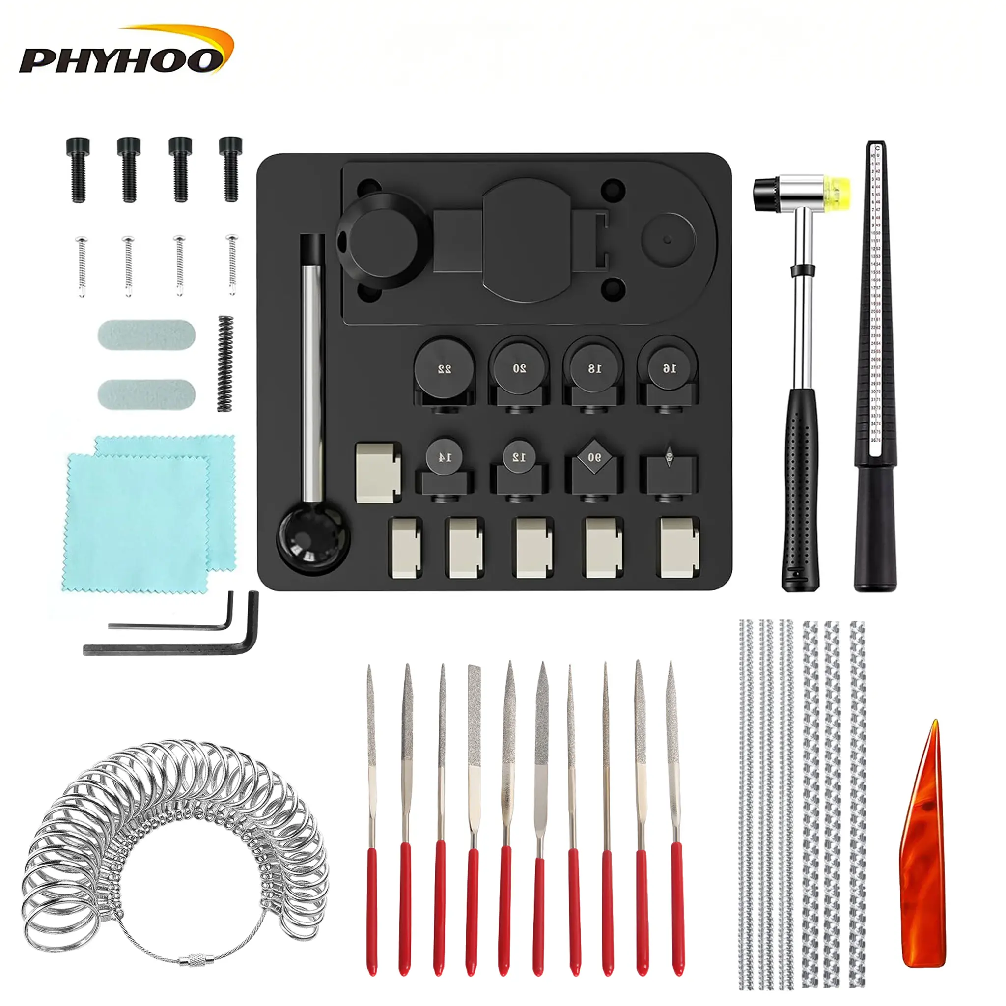 DIY Spoon Ring Bender Complete Kit for Adults - Professional Jewelry Making Supplies, Handcrafting Tools with Dies, Mandrel, Hammer, Files for Upcycling, Scratch-Free Handmade Item Finishing Projects