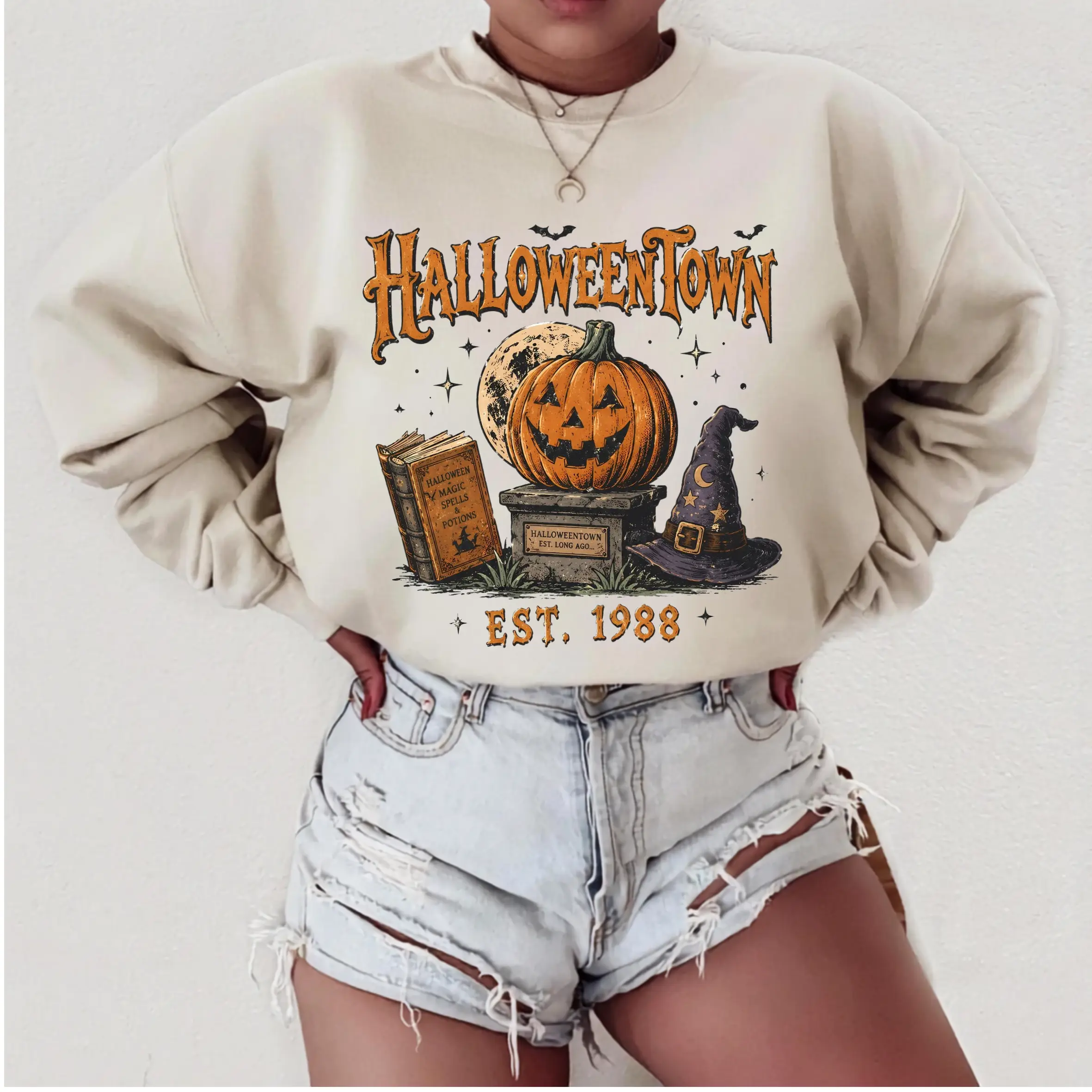 Halloween Town Est 1988 Sweatshirt, Retro Pumpkin Sweatshirt and Spooky Season , Halloween Lover Gift | GHINI