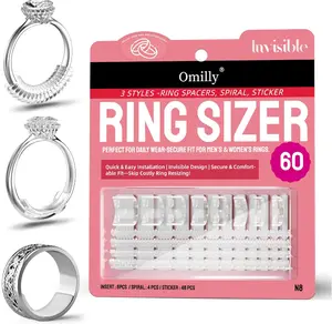 Ring Sizer Adjuster for Loose Rings, 60 Piece Set with 3 Styles (Spiral Coils, Ring Guards, Sizing Strips), Silicone Ring Guards Fits Ring Widths 1-10mm, Invisible Resizing Solution for Women & Men