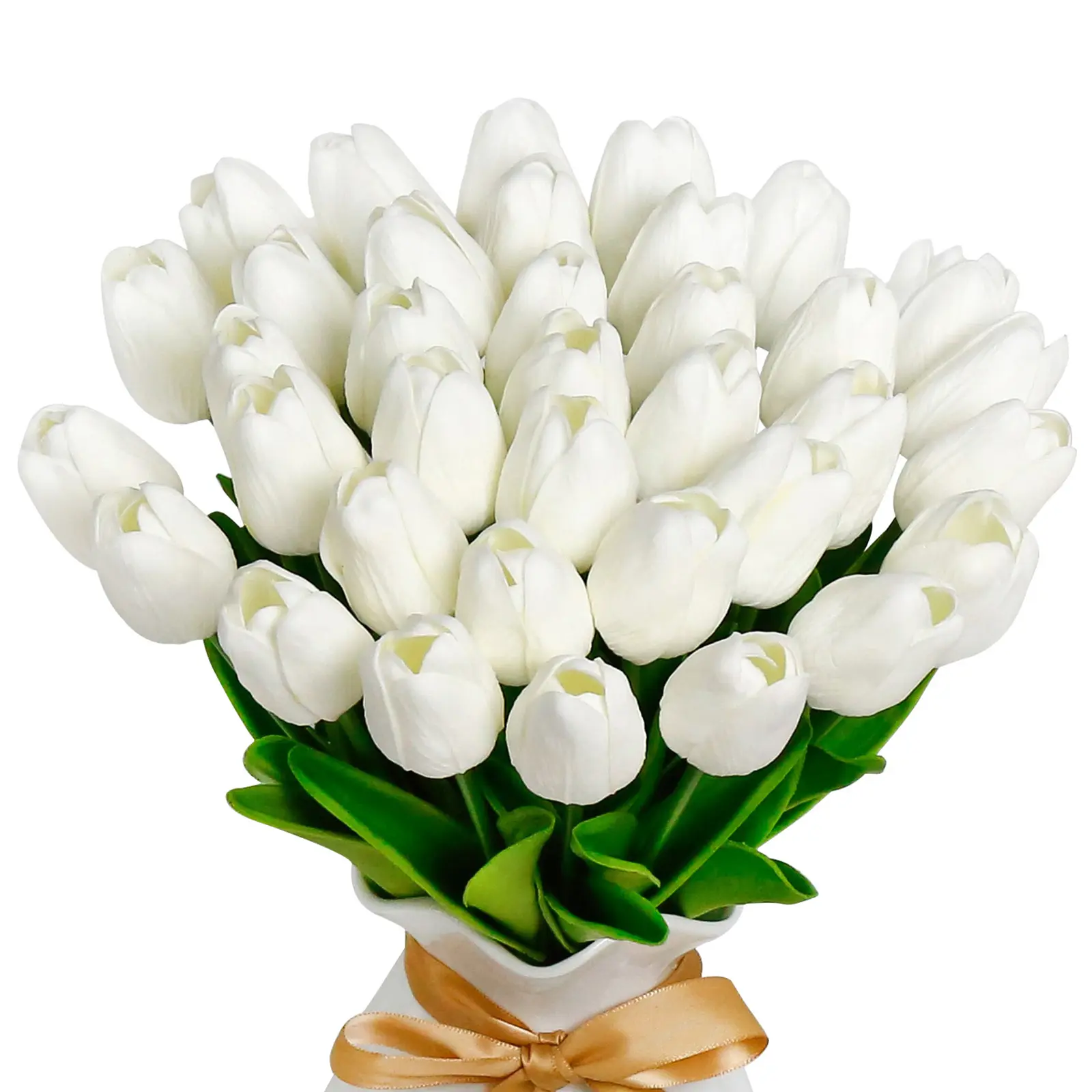 VIKINGS PANDA 36 PCS 13" PU Artificial Tulips Boxed Set, Plastic Fake Flowers for Father's Day, Black Friday, Memorial Day Gifts, Balcony Home Decor