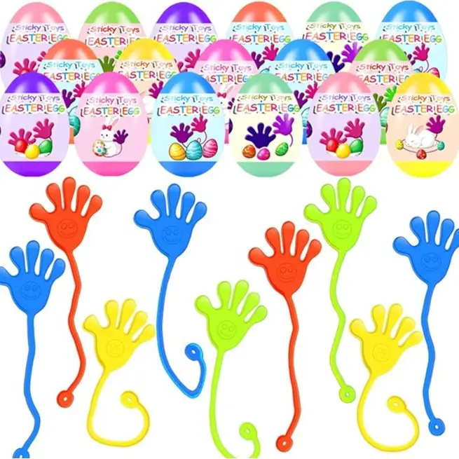 24 Easter Eggs with Sticky Hand Toy