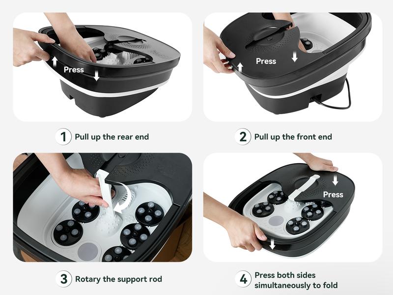 Snailax Foot Spa Bath Massager with Heat, Remote Control, Shiatsu Massage Rollers, Bubble, Temperature Control, Collapsible, Pedicure Foot Soaking Tub
