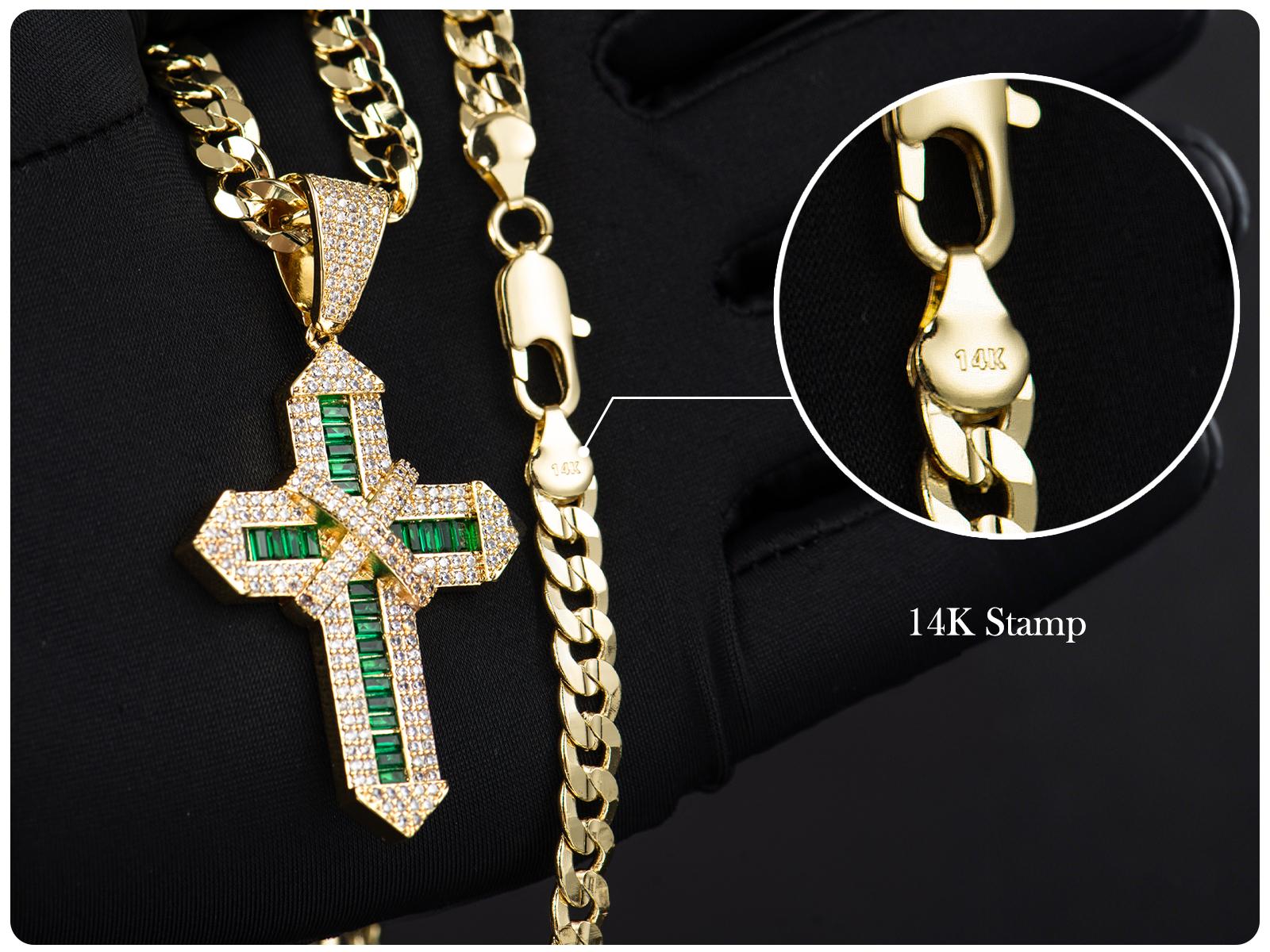 Holylegend 14K Real Gold-Plated Cross Necklace for Men, Advanced Nanotech Tarnish-Free Rope Miami Cuban Figaro Chains with Jesus Crucifix Pendant, 24” Long , Christian Religious Jewelry Gift Holylegend 14K Real Gold-Plated Cross Necklace for Men, Advanced Nanotech Tarnish-Free Rope Miami Cuban Figaro Chains with Jesus Crucifix Pendant, 24” Long , Christian Religious Jewelry Gift