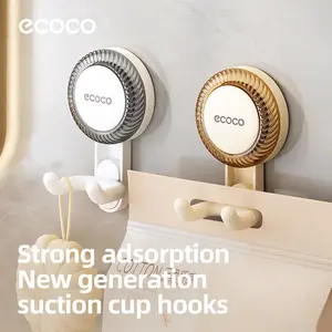 RENEMOS Shower Razor Holder with Double Hooks , Powerful Vacuum Suction Cup Hook for Towel Loofah, Damage-Free Wall Organizer