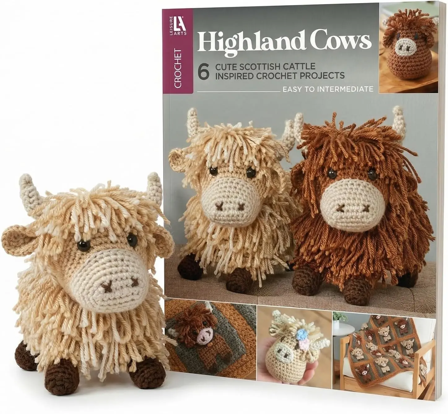 LEISURE ARTS Highland Cows Crochet Book – Delightful Crochet Amigurumi Pattern Books Featuring Adorable Highland Cows, Perfect Animals Pattern Book for Crafters Gift