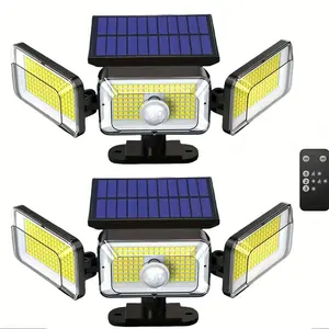 3-Head Solar Powered LED Lights with Built-in Camera – IP65 Waterproof, 2-Pack for Garden, Pathway & Outdoor Surveillance