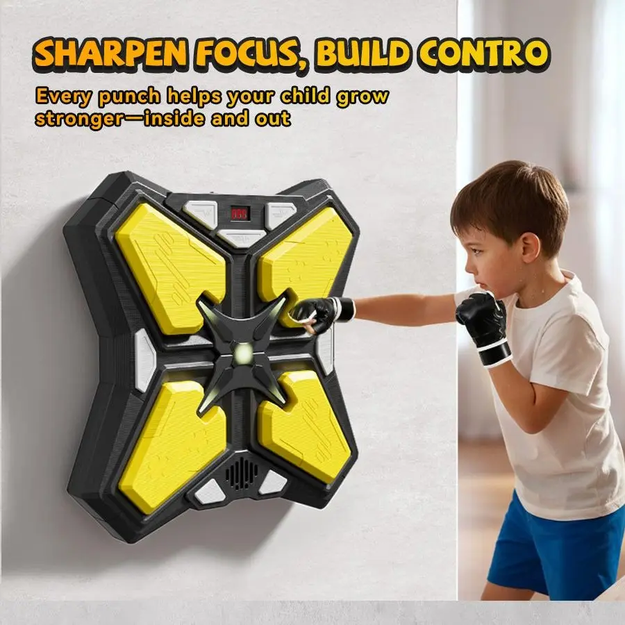 Unisex Smart Bluetooth Music Boxing Machine with Gloves - Wall-Mount Boxing Speed Trainer, Boxing Equipment, Adjustable Velcro Straps Pad, Superior Crisp Sound, Quick Setup Gets You Training Sooner, Consistent Use for Home Gym, All Skill Levels