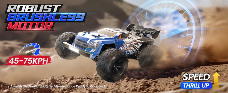 DEERC H16E Brushless Extreme High Speed RC Truck, Max 70kph, 1:16 4X4 RTR Fast RC Cars , All Terrains RC Monster Truck ,2 Rechargeable Li-po Batteries