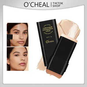 O'CHEAL 5-color Dual -Ended EraserFoundation Stick -Multi- UseConcealer & Highlighter for AcneMarks, Nose Contour FlawlessMakeup Finish- Versatile CosmeticTool, daily gift foundation  stick Waterproof Concealer Stick Multi-Color cosmetic moisturizer brush