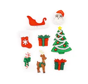 Christmas Eve Red Green Tree Stocking Santa Holiday Themed Buttons