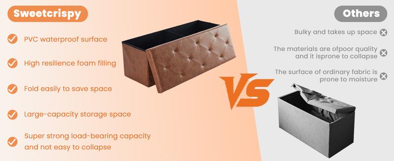 【New Color】Folding Storage Ottoman Bench, Foot Rest Stools with Padded Seat, Large Toy Box with Seating, Bedroom, End of Bed, Entryway 【New Color】Folding Storage Ottoman Bench, Foot Rest Stools with Padded Seat, Large Toy Box with Seating, Bedroom, End of Bed, Entryway