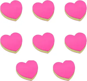 Heart Shape Sticky Notes Colorful Bright Sticky Memo Pads 100 Sheets per Pad 8 Pcs