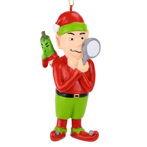 Tree Buddees Elf Searching for The Christmas Pickle Ornament Hand-Painted Resin Decorative Holiday Tree Decoration 3.5 Inches