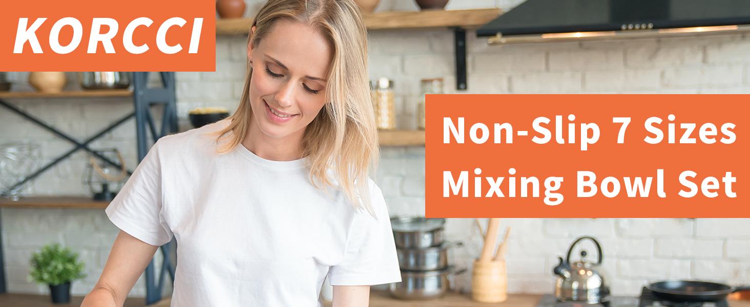 Mixing Bowls with Lids Set 7 PC Stainless Steel Salad Bowls with Colorful Airtight Lids for Kitchen Tableware  Nesting Salad Bowls Set