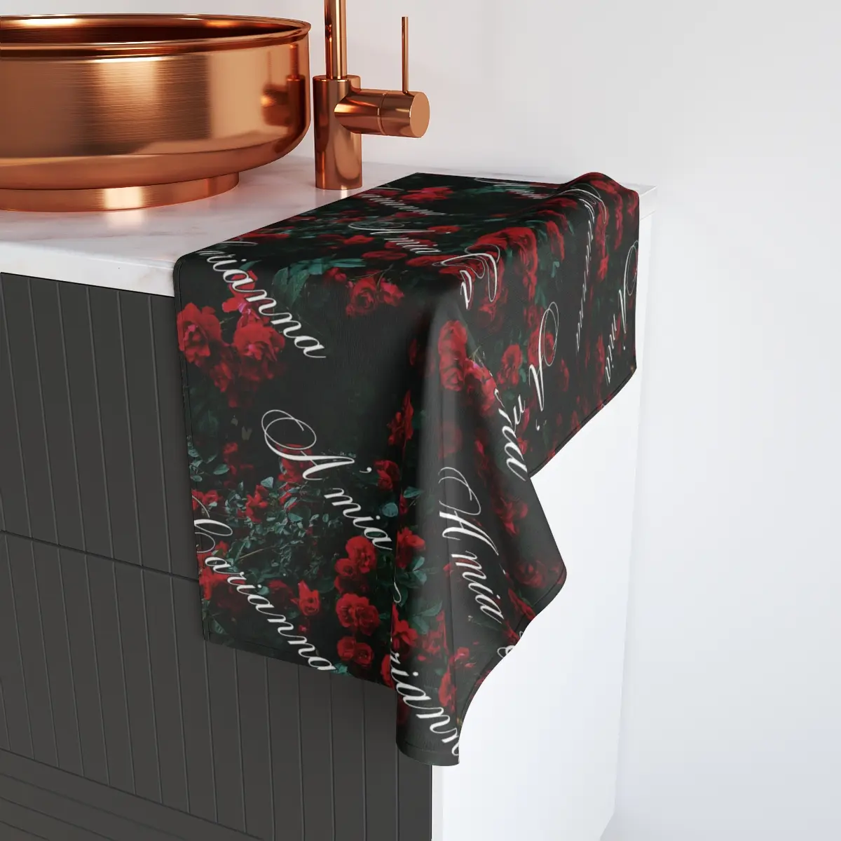 Custom Hand Towel - Soft Cotton Back, 100% Polyester Front, Print on One Side