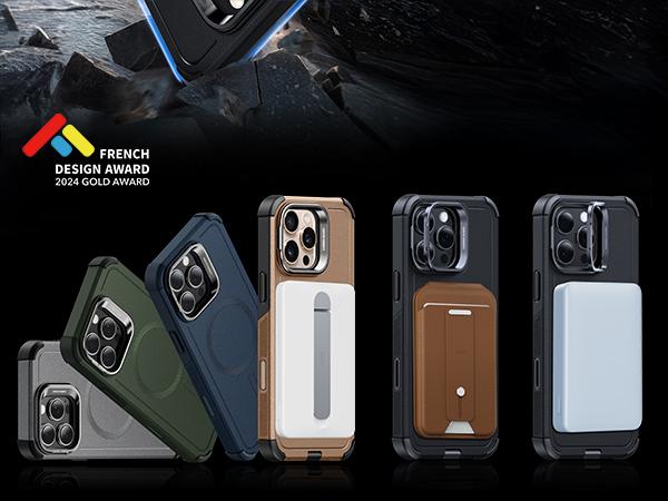 ESR for iPhone 17/16/15 Case with Stash Stand, Camera Control, 23FT Military-Grade Shock-Absorbing Drop Protection, Compatible with MagSafe Accessories, Magnetic Cyber Series