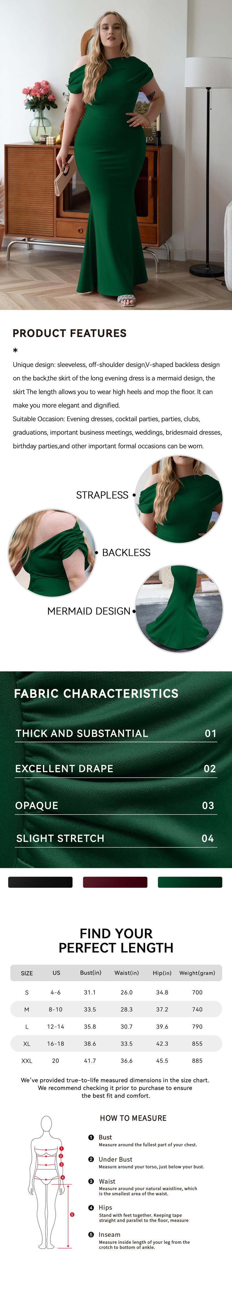 OYV Women's Elegant Sleeveless Off Shoulder Bodycon Long Formal Cocktail Party Evening Dress