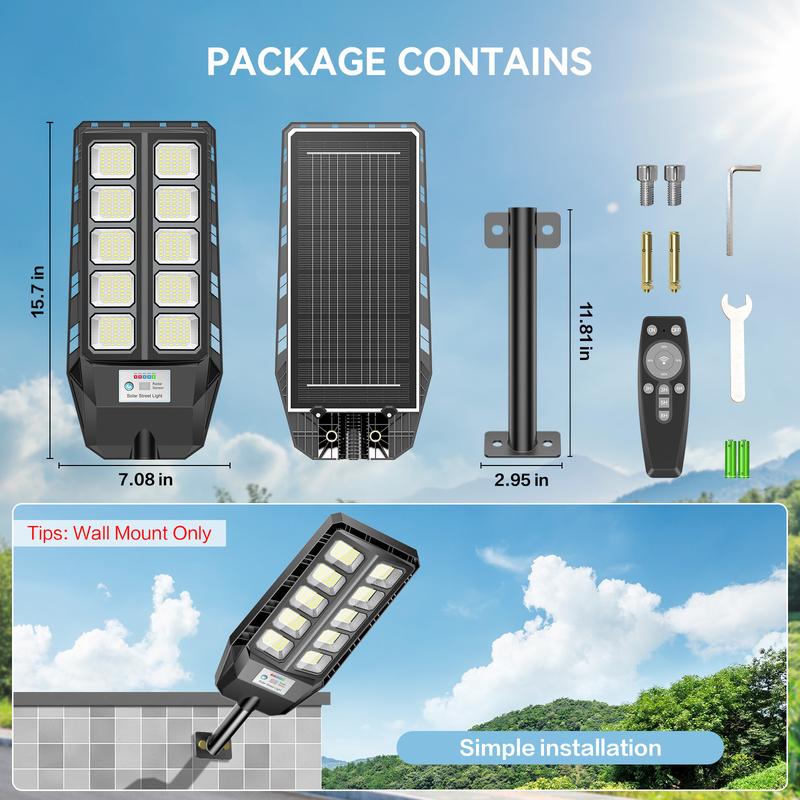 HYKOONT TW Matrix Series Solar Street Lights IP66 Waterproof Outdoor Lighting Dusk to Dawn with Motion Sensor & Remote Control for Parking Lots Patio Garden Lamp Installation TikTokShopBlackFriday