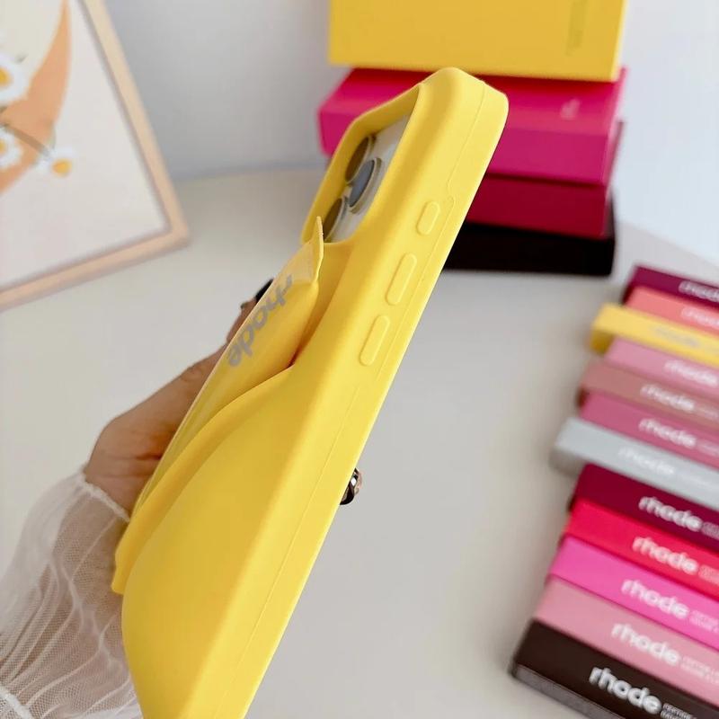 Rhode Cute Makeup Aesthetic Phone Case with Built-In Lip Balm Holder for iPhone 11 12 13 14 15 16 17, Shockproof Protective Back Cover, Stylish Beauty Phone Accessory for Women and Daily Carry